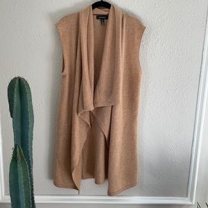 Halogen cashmere long vest with waterfall collar